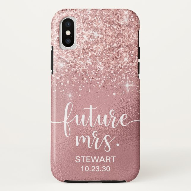 Rose Gold Future Mrs Glitter Case-Mate iPhone Hüll Hülle (Rückseite)