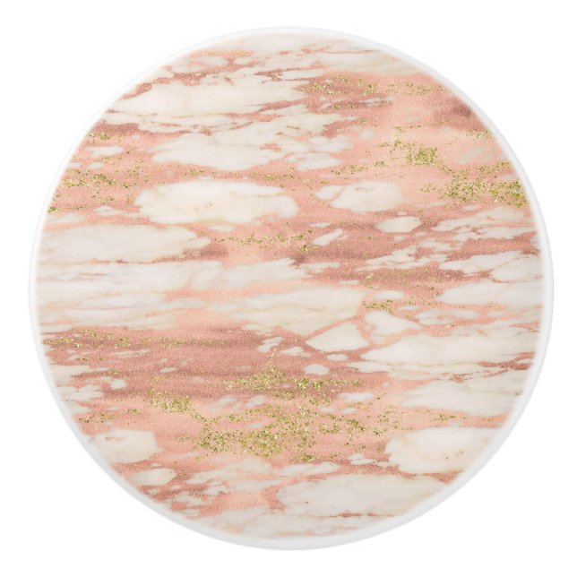 Rose Gold Gelb Metallischer Marmor Trendy Keramikknauf (Vorderseite)