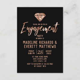 Rose Gold Gem Diamond Engagement Party Invitation