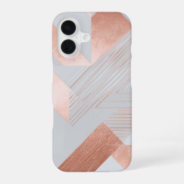 Rose Gold Geometric Abstract Pattern iPhone 16 Hülle