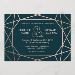 Rose Gold Geometric Diamond Hochzeitseinladung Einladung