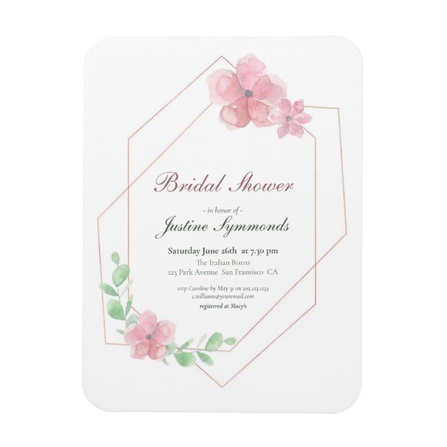 Rose Gold Geometric Floral Brautparty Magnet (Vertikal)