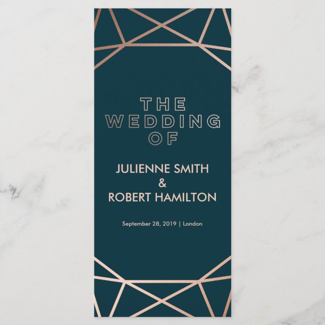 Rose Gold Geometric Wedding Programm (Vorderseite)