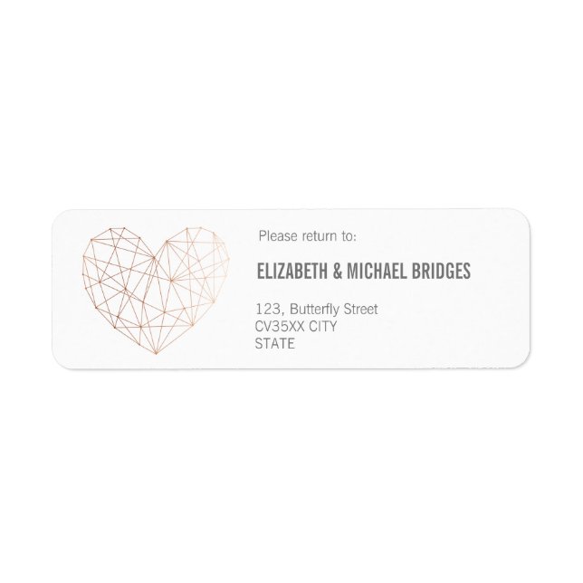 Rose Gold Geometrische Hochzeit | Rücksendekennzei (Vorne)