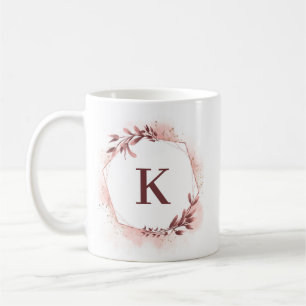 Rose Gold geometrisches florales personalisiertes  Kaffeetasse