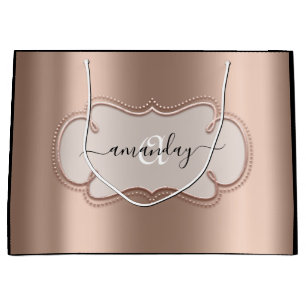 Rose Gold Gerahmt Royal Monogram Name Bblusha Große Geschenktüte