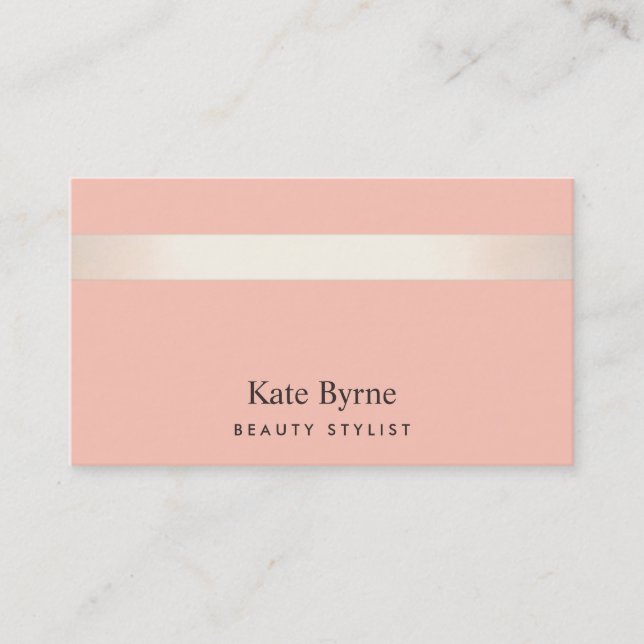 Rose Gold gestreift Moderne, stilvolle Korallenpfi Visitenkarte (Vorderseite)