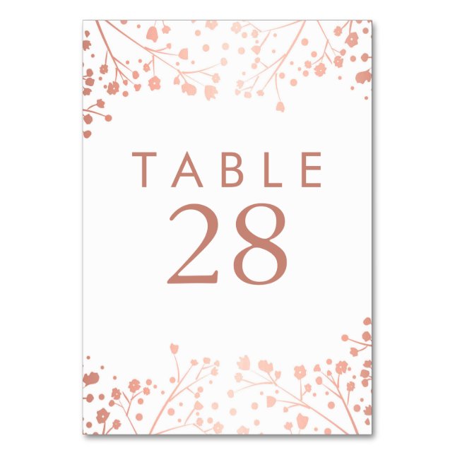 Rose Gold Gipskraut Hochzeiten Tischnummern (Vorderseite)