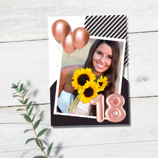 Rose Gold Girl Foto 18. Geburtstagsparty Einladung