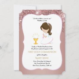 Rose Gold Girls Floral Erste Heilige Kommune Invit Einladung