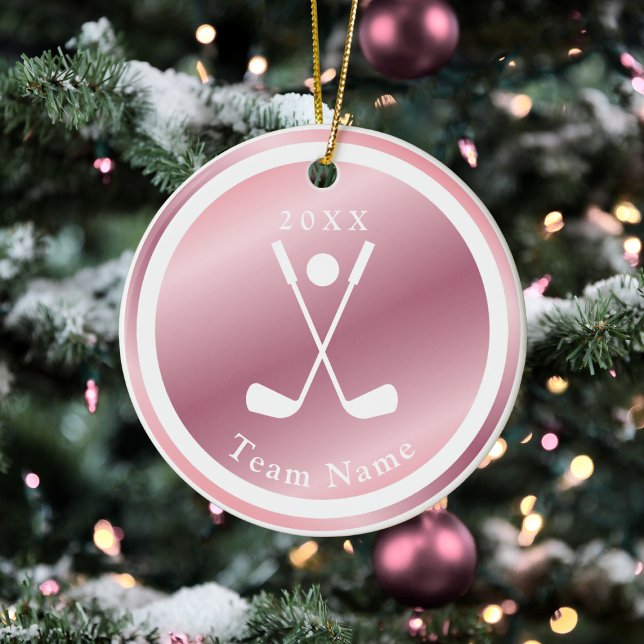 Rose Gold Girls Golfer Golfer Thema Name & Jahr Ro Keramik Ornament (Von Creator hochgeladen)
