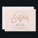 Rose Gold Girly Glitzer Foto süß 16 Geburtstag<br><div class="desc">Rose Gold Effekt Girly rosa Glitzer funkeln moderne Foto süße 16 Geburtstagseinladung. Modernes minimales Trend-Design mit schicken,  eleganten Schriften. Teil einer Geburtstagssammlung. Ideal für Ihre Glam Teenager. Portrait Foto Backer.</div>