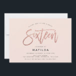 Rose Gold Girly Glitzer Foto süß 16 Geburtstag<br><div class="desc">Rose Gold Effekt Girly rosa Glitzer funkeln moderne Foto süße 16 Geburtstagseinladung. Modernes minimales Trend-Design mit schicken,  eleganten Schriften. Teil einer Geburtstagssammlung. Ideal für Ihre Glam Teenager. Portrait Foto Backer.</div>