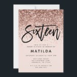 Rose Gold Girly Glitzer Moderne süße 16 Geburtstag<br><div class="desc">Rose Gold Effekt Girly rosa Glitzer funkeln moderne Typografie süße 16 Geburtstagseinladung. Modernes minimales Trend-Design mit schicker,  eleganter Schrift. Teil einer Geburtstagssammlung. Ideal für Ihre Glam Teenager.</div>