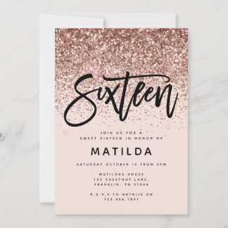 Rose Gold Girly Glitzer Moderne süße 16 Geburtstag