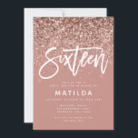 Rose Gold Girly Glitzer Moderne süße 16 Geburtstag<br><div class="desc">Rose Gold Effekt Girly rosa Glitzer funkeln moderne Typografie süße 16 Geburtstagseinladung. Modernes minimales Trend-Design mit schicker,  eleganter Schrift. Teil einer Geburtstagssammlung. Ideal für Ihre Glam Teenager.</div>