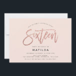 Rose Gold Girly Glitzer Überraschung Süßes 16 Gebu<br><div class="desc">Rose Gold Effekt Girly rosa Glitzer funkeln moderne Foto überraschen süße 16 Geburtstagseinladung. Modernes minimales Trend-Design mit schicken,  eleganten Schriften. Teil einer Geburtstagssammlung. Ideal für Ihre Glam Teenager. Landschaftlicher Foto-Backer.</div>