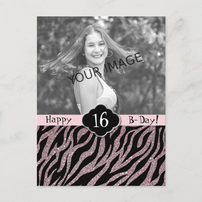 Rose Gold Girly Pink Sweet 16 Teenage Girl B-Day Postkarte (Vorderseite)