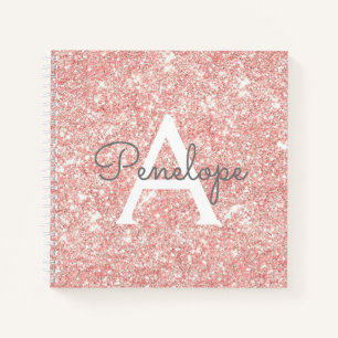 Rose Gold Girly Sparkle Monogram Sketchbook Notizbuch