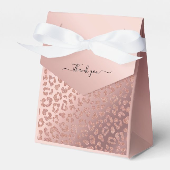 Rose Gold Glam Animal Print Glitterie Geschenkschachtel (Vorderseite)
