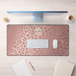Rose Gold Glam Animal Print Glitterie Schreibtischunterlage