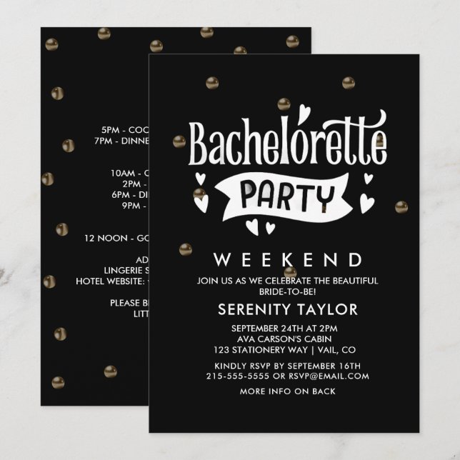 Rose Gold Glam Bachelorette Wochenende Einladung (Vorne/Hinten)