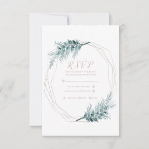 Rose Gold Glam Geometric Botanical Wedding RSVP