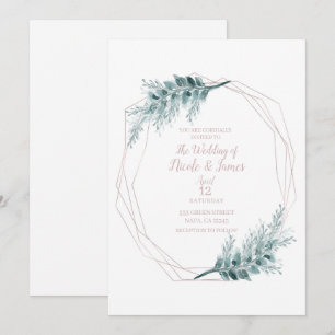 Rose Gold Glam Geometrisches Botanisches Hochzeit Einladung