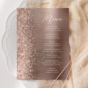 Rose Gold Glam Glitzer Script Wedding Menükarte