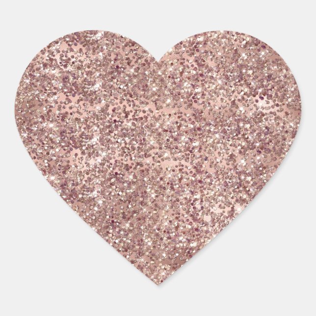 Rose Gold Glam Glitzer Sparkle Herz-Aufkleber (Vorderseite)