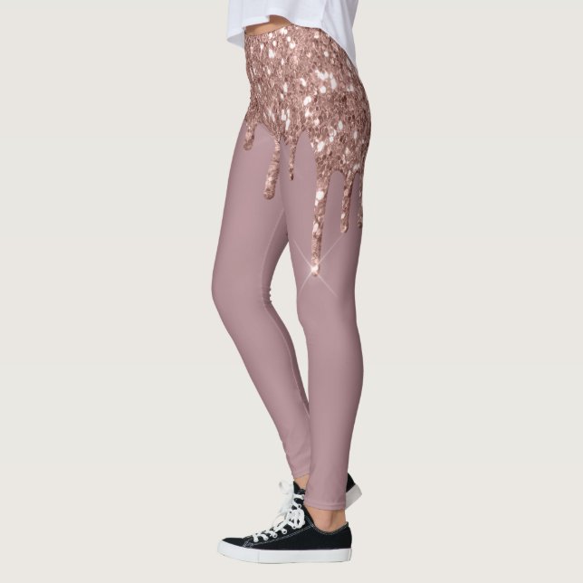Rose Gold Glam Glitzer Sparkle Tropfen Trendy Leggings (Links)