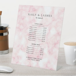 Rose Gold Glam Marble Price Menü Sockelschild