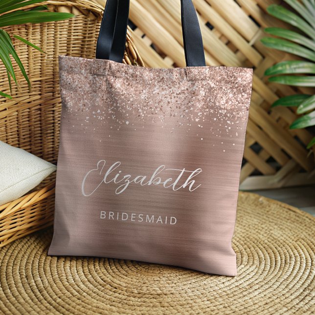 Rose Gold Glam Metallic Moderne Schrift Brautjungf Tasche (Von Creator hochgeladen)