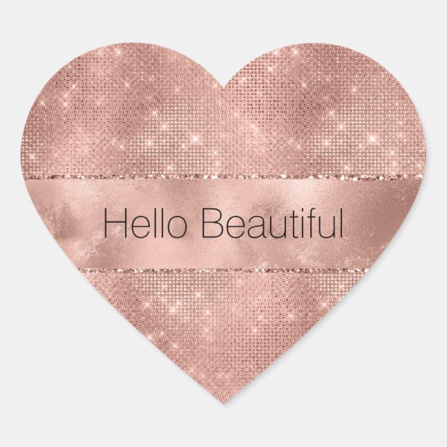 Rose Gold Glam Sparkle Herz-Aufkleber (Vorderseite)