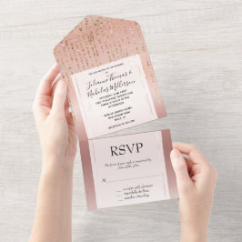 Rose Gold Glam Strings All In One Einladung