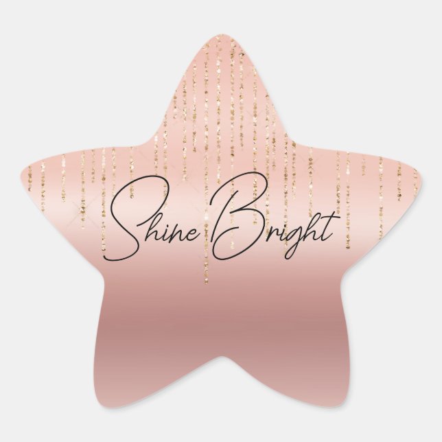 Rose Gold Glam Strings Stern-Aufkleber (Vorderseite)