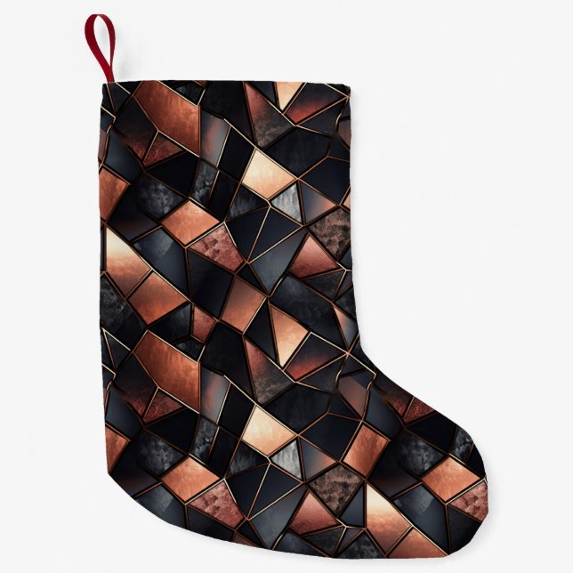 Rose Gold Glam und Black Kleiner Weihnachtsstrumpf (Vorderseite)