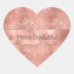 Rose Gold Glamour Funkeln  Herz-Aufkleber