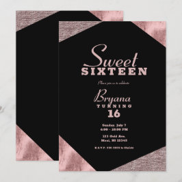 Rose Gold Glamour Geometric Modern Sweet 16 Party Einladung