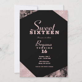 Rose Gold Glamour Geometric Modern Sweet 16 Party Einladung