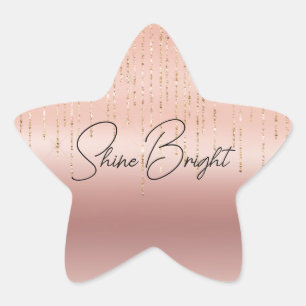 Rose Gold Glamour Schnüre Stern-Aufkleber