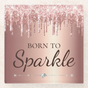 Rose Gold Glamour triefender Glitter Born To Funke Glasuntersetzer