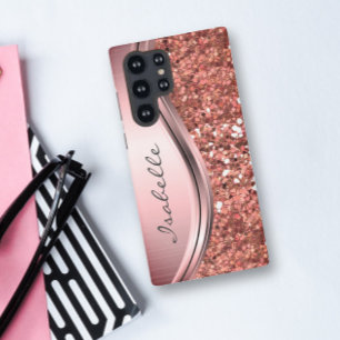 Rose Gold Glanz Glamour Monogramm Metall Samsung Galaxy S10 Hülle