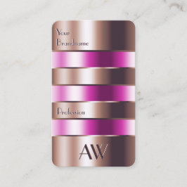 Rose Gold Glass Look Pink Fluids Imitate 3D Initia Visitenkarte