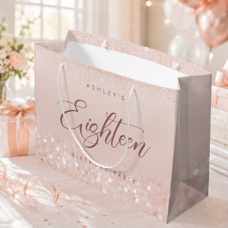 Rose Gold Glitter 18th Birthday Party Große Geschenktüte