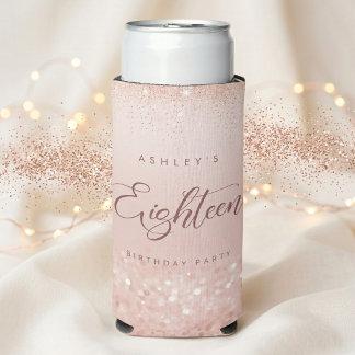 Rose Gold Glitter 18th Birthday Party Selters Dosenkühler