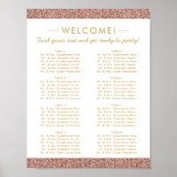 Rose Gold Glitter 8.5x11 Seating Chart 48 Names