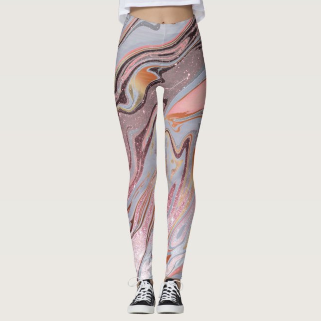 Rose Gold Glitter and Marble Leggings (Vorderseite)