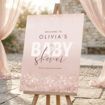 Rose Gold Glitter Baby Shower Welcome Sign
