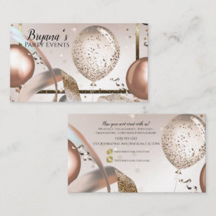 Rose Gold & Glitter Ballons Party Social Media  Visitenkarte